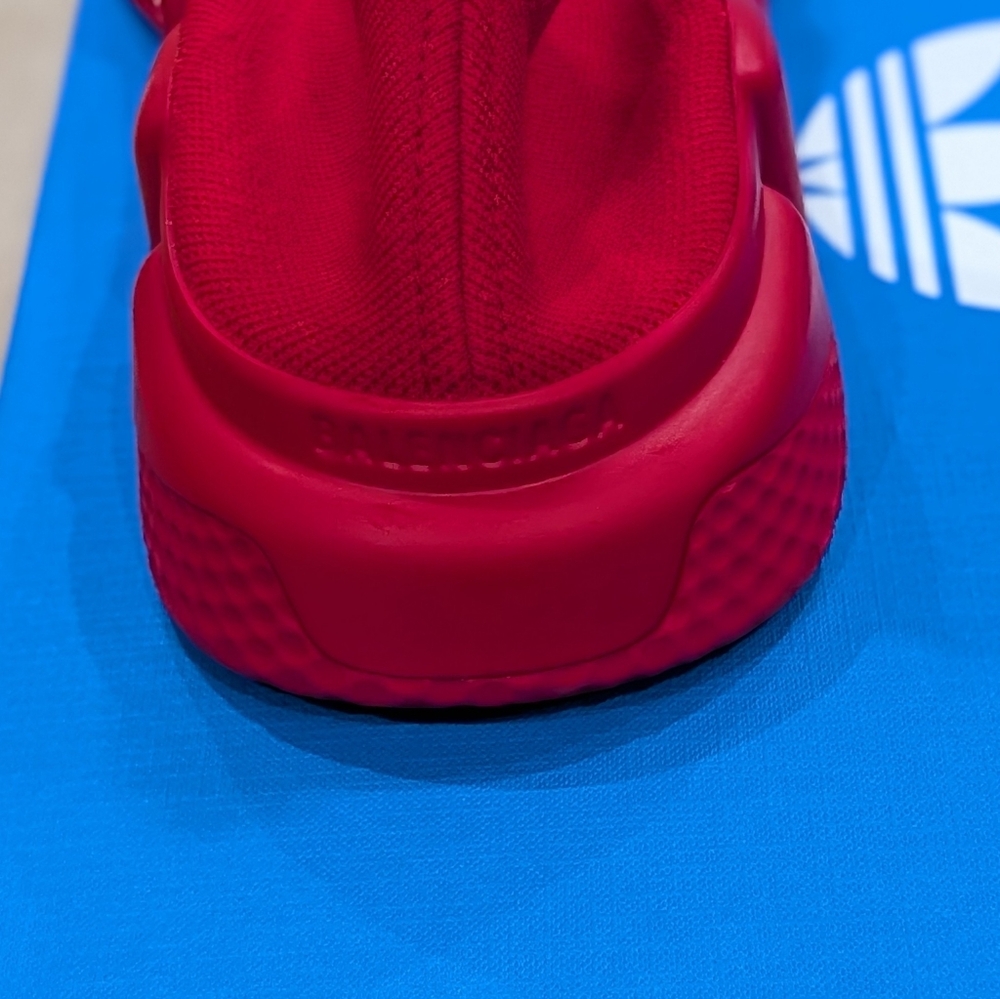 $995 Men's Balenciaga x Adidas Speed Knit Sock Sneakers Red/White 43 US 10 - Picture 5 of 9